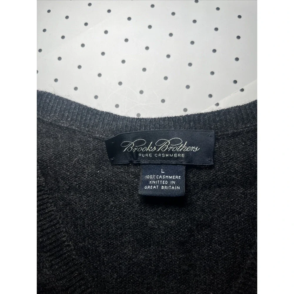 Brooks Brothers 100% Cashmere V-Neck Sweater Gray Men's Large Made In Britain